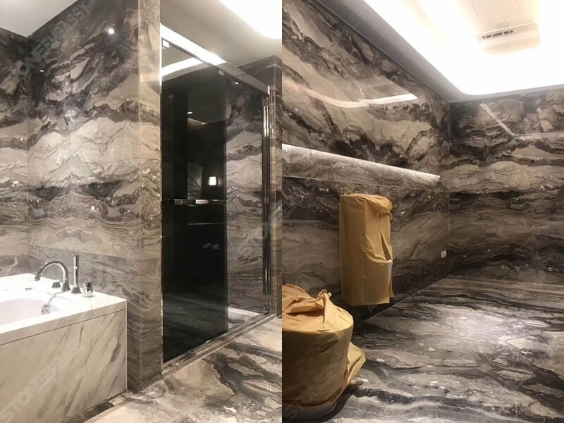 Arabescato Orobico marble bathroom