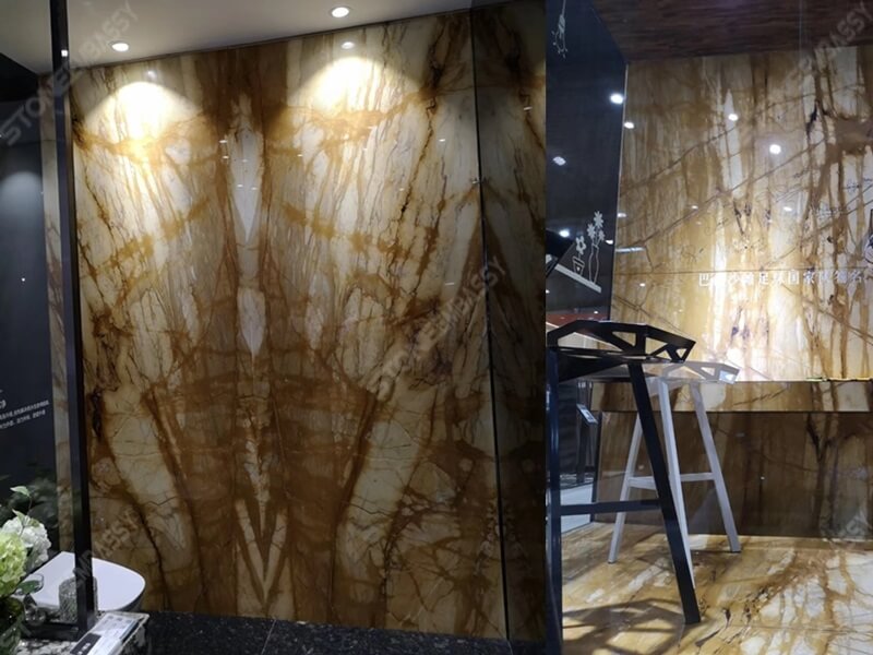 Giallo siena marble wall and countertop