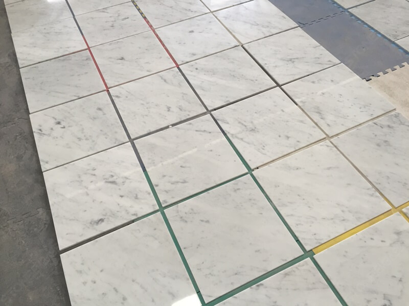 layout of 12x12 carrara marble tiles