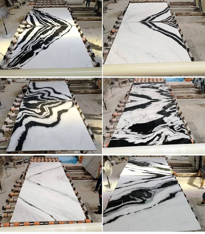 Panda White Marble Bookmatch processing