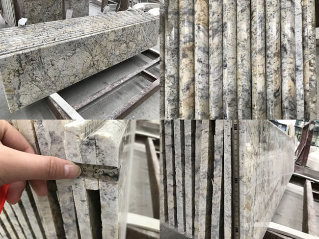 Golden Crystal Granite Steps- laminated bullnose edges