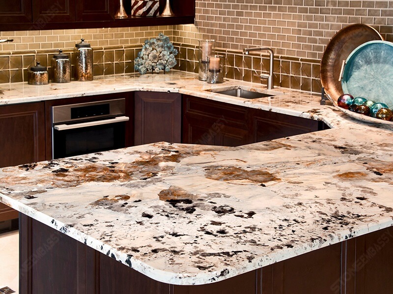 alpine white granite kitchen countertop