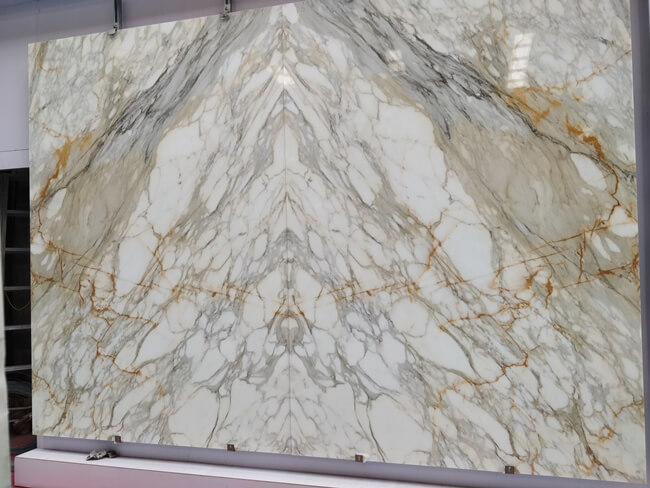 bookmatched calacatta gold marble