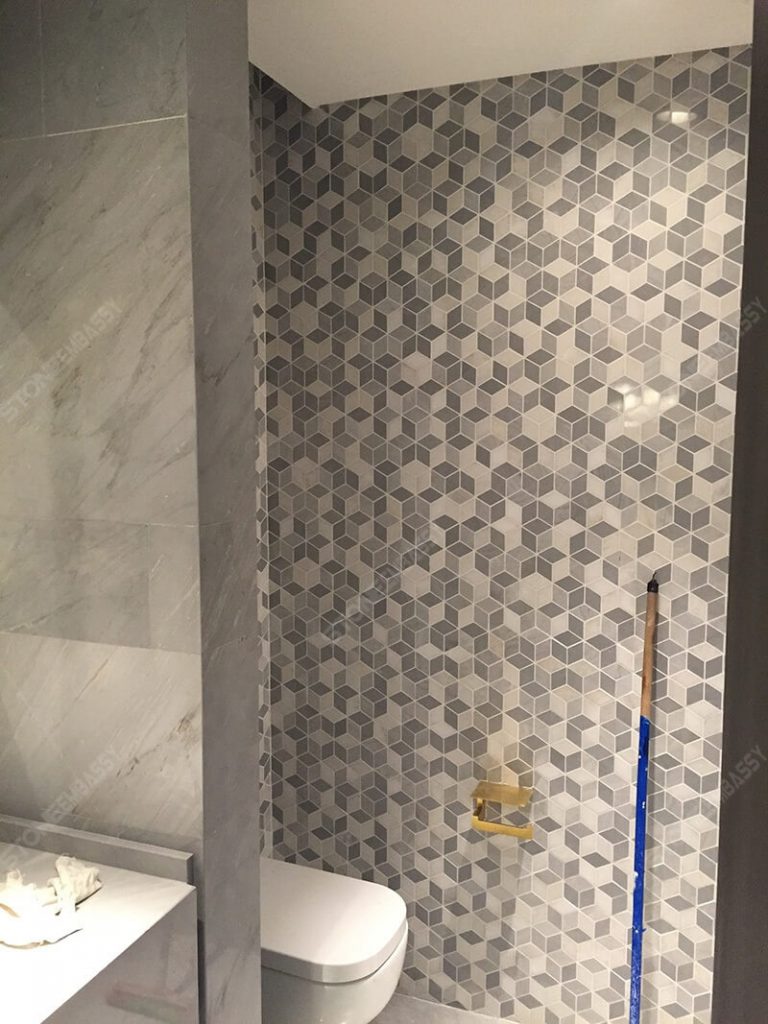 palissandro blue marble mosaic tiles bathroom wall decoration