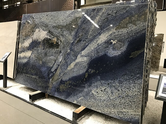 polished blue bahia granite slab