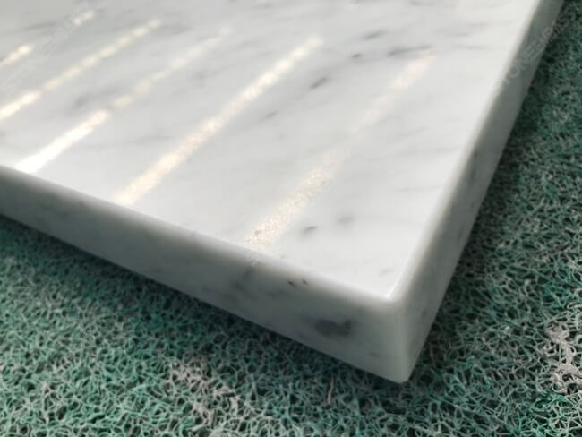 carrara white marble top mitered edge