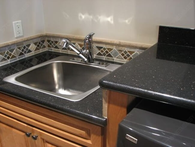 black galaxy countertop with sink